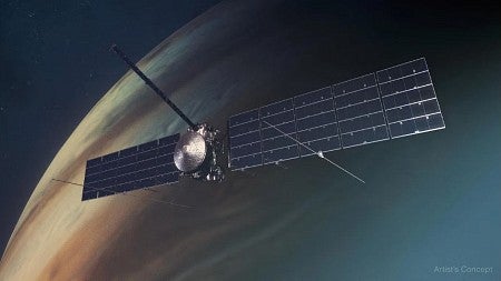 Artist's rendering of the Europa Clipper probe in space.