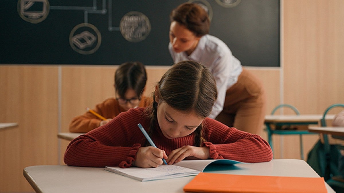 a child doing schoolwork